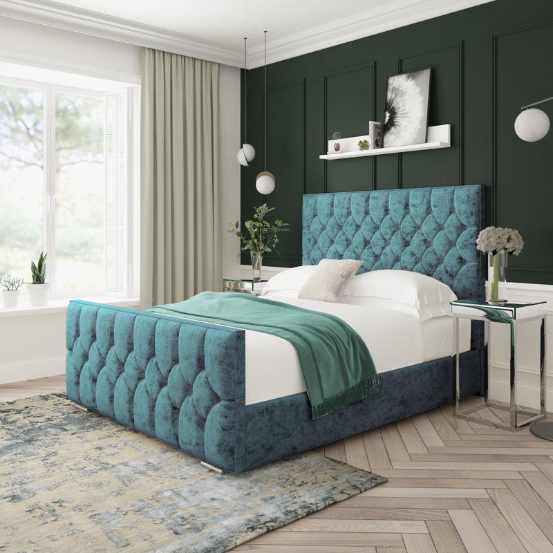Upholstered Bed, Double (4'6), Teal