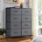 Wassil 8 Drawer 31.5''W Double Fabric Dresser With Wood Grain Prints-738112888