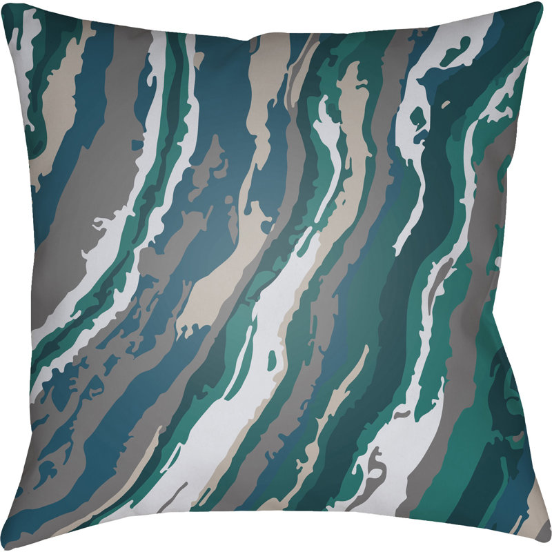 Textures Abstract Indoor/Outdoor Reversible Throw Pillow, 20" H x 20" W x 4" D, Dark Green