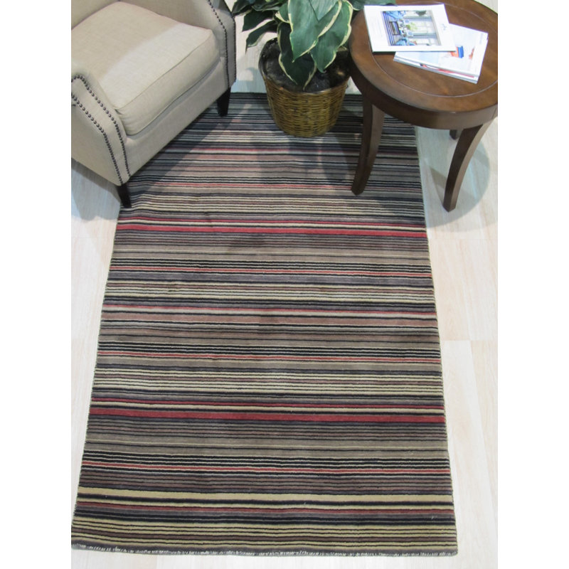 Galiano Black Handmade Wool Area Rug, Rectangle 3' x 5'