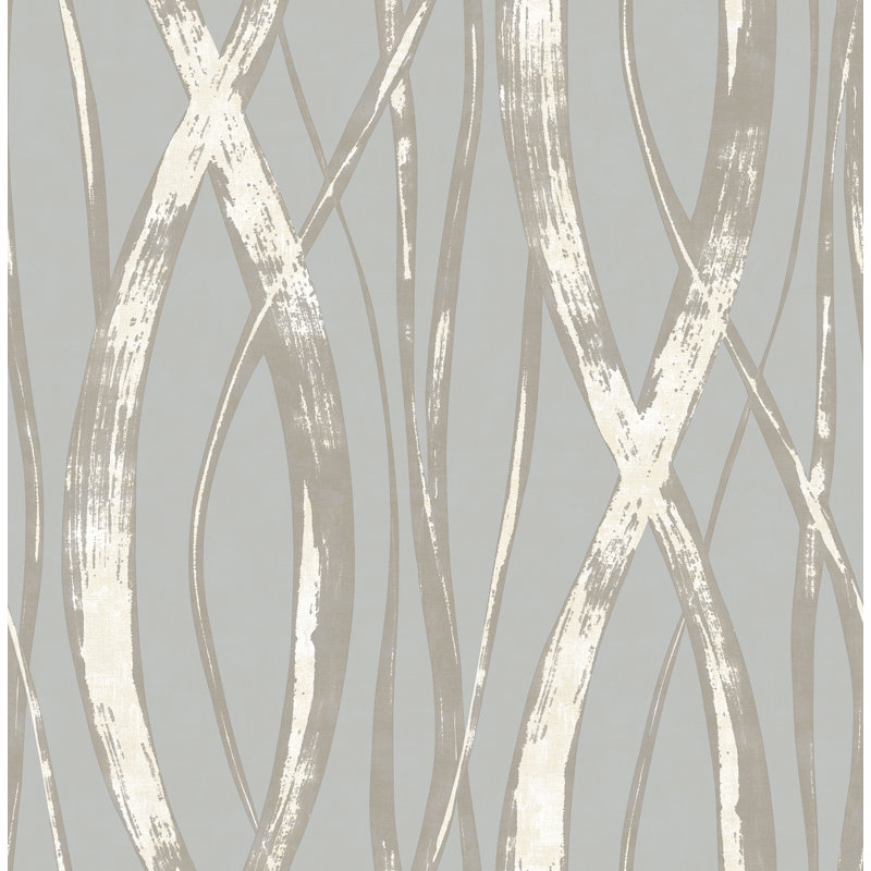 Rouleau de papier peint L 33 pi x l 20,5 po Pevensie, Gris / argent métallique / blanc