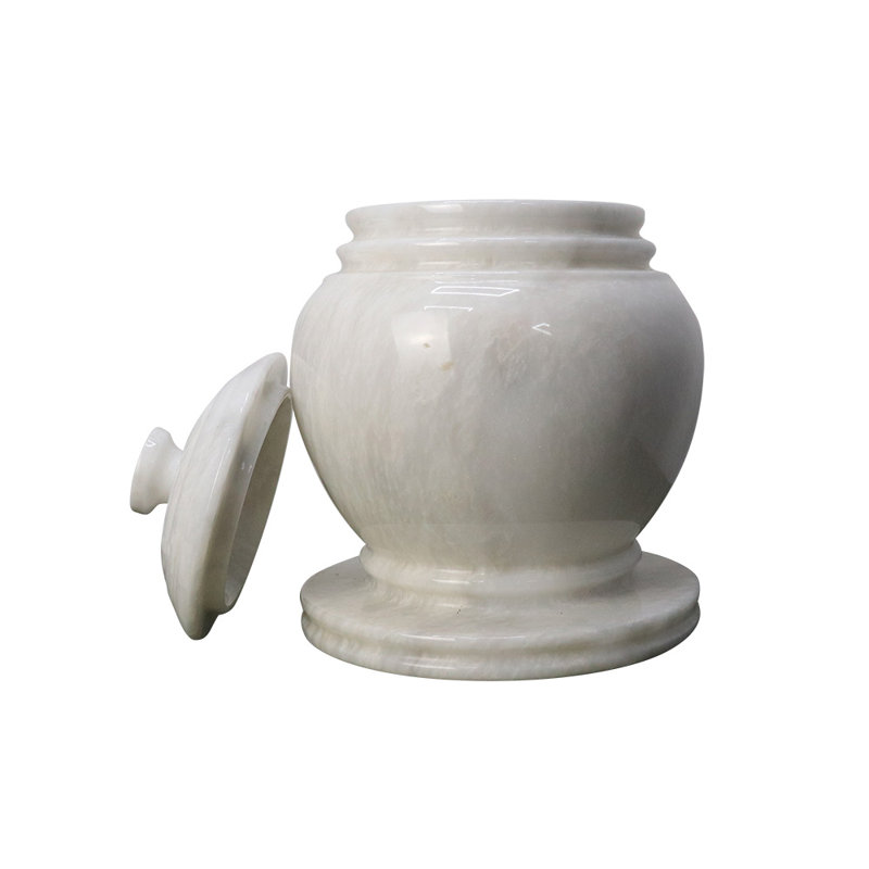 Urne décorative en marbre avec couvercle, blanc, H 10,5 po x l 8,5 po, 17,15 lb