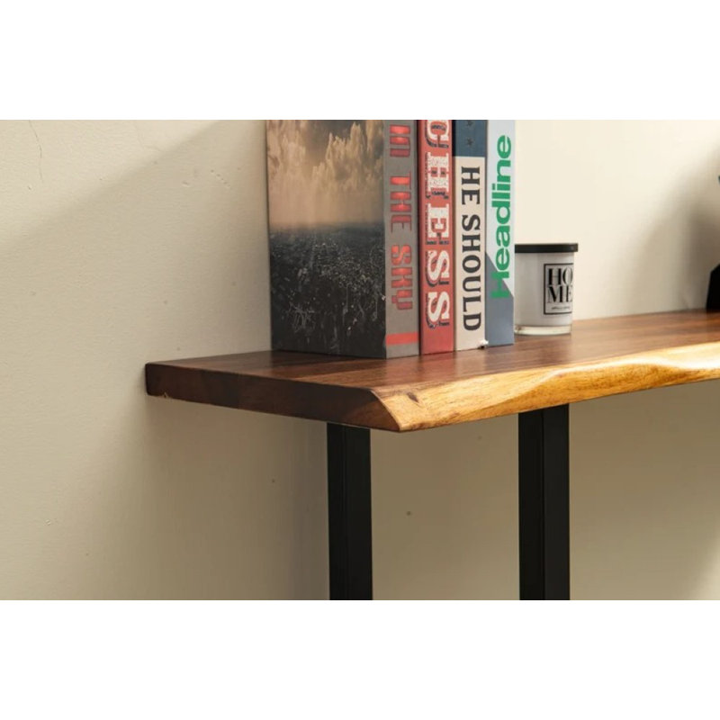 Console Table with U Shaped Legs and South American Walnut, Live Edge Desk, 29.5" H x 42" W x 13" D