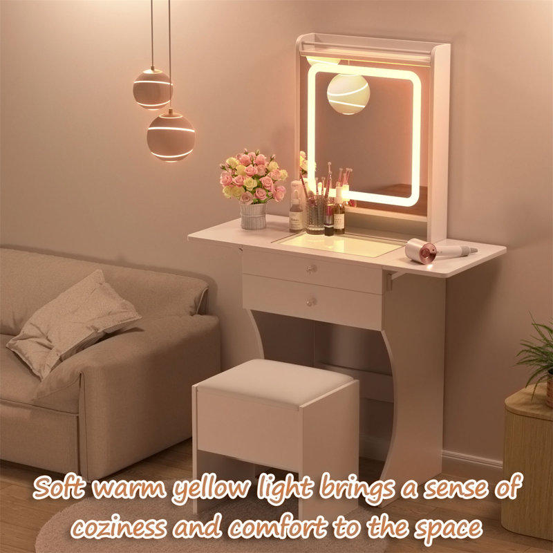 Makeup Vanity Table with Stool