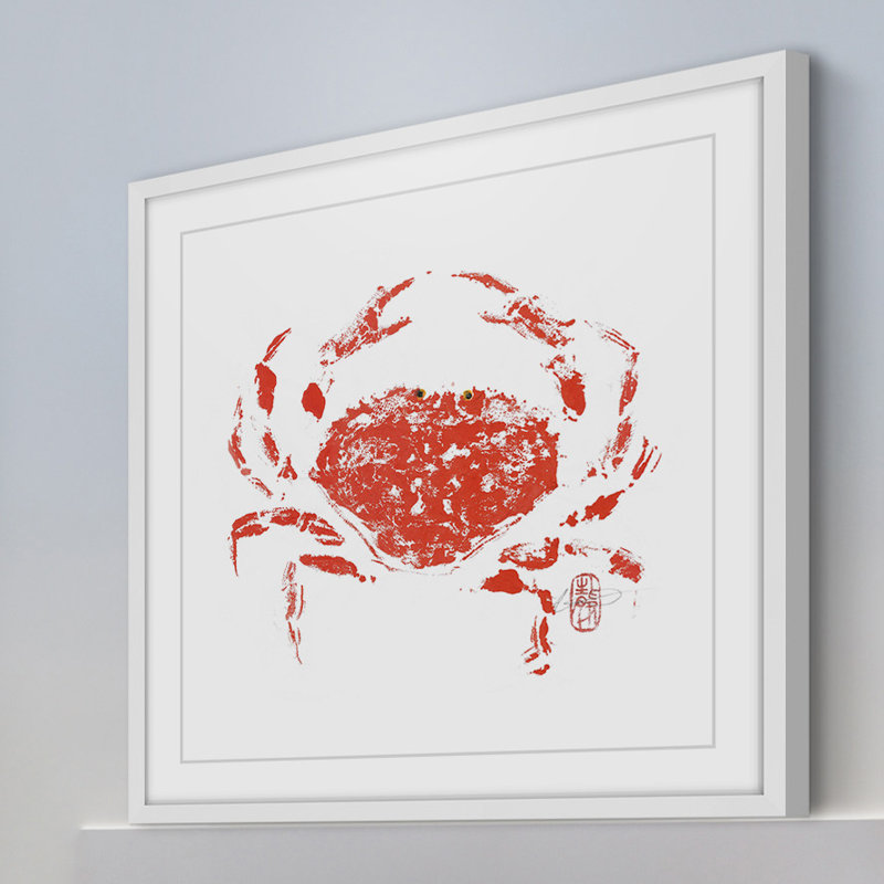 « chanceux crabe », reproduction d’art encadrée, H 32 po x l 32 po x P 1,5 po