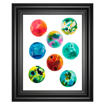 Art mural cercles - 22 po x 26 po - cadre noir