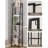 Ladder Shelf, Bookshelf Bookcase, Freestanding Corner Storage Shelve with 2 Hooks for Home Office, Living Room, Kitchen, Bedroom, Industrial, 11.8" D x 13.4" W x 63" H, Greige Black-398388769-390244766