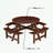 Outdoor Round Picnic Table Set with 4 Built-in Benches and Umbrella Hole-2020630371