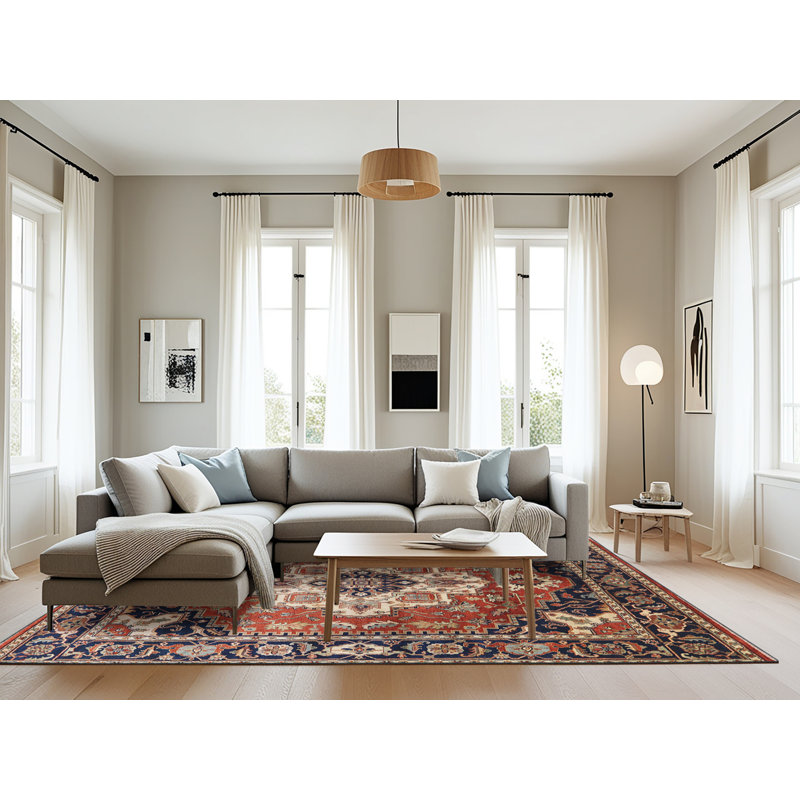 Tapis à motif oriental rouge / brun, Rectangle 8 pi x 10 pi
