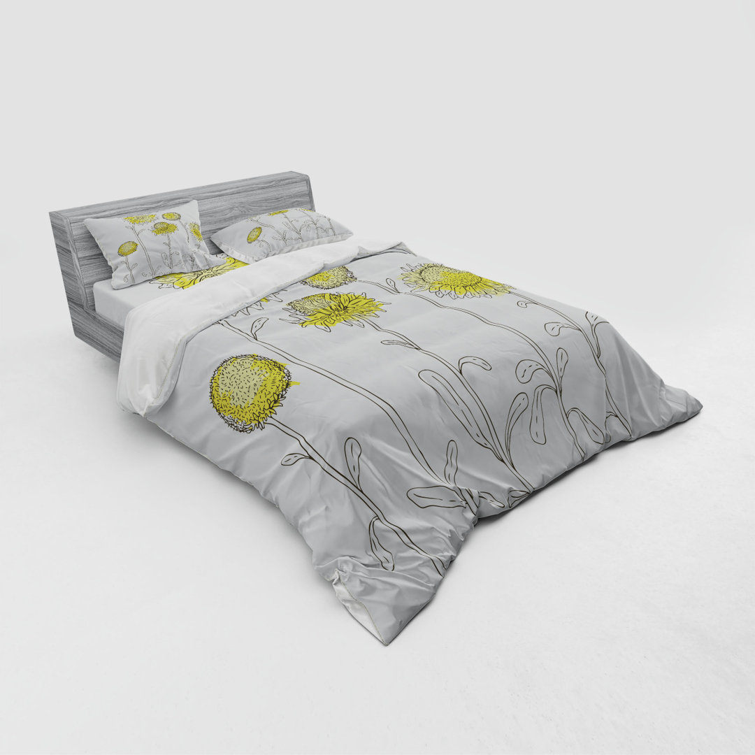 Yellow Microfiber Farmhouse / Country Duvet Cover Set Ambesonne 