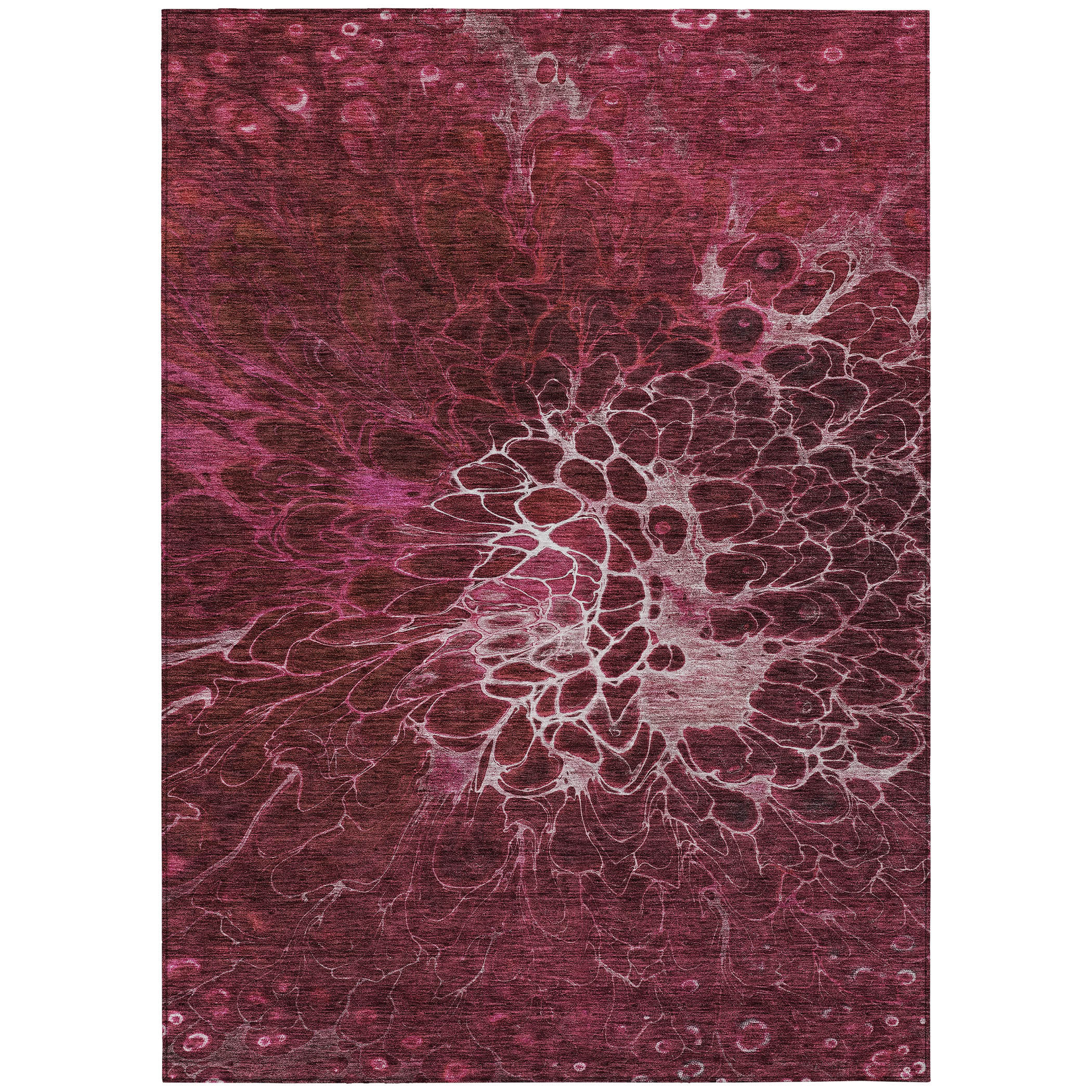 HomeRoots 3' X 5' Merlot Blush Abstract Washable Indoor Outdoor Area ...