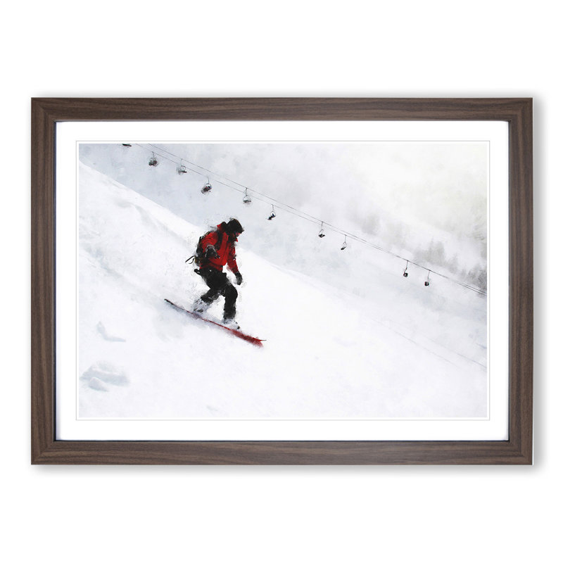 Snowboarding - Picture Frame Graphic Art, Walnut Framed, 27cm H x 36cm W x 2cm D