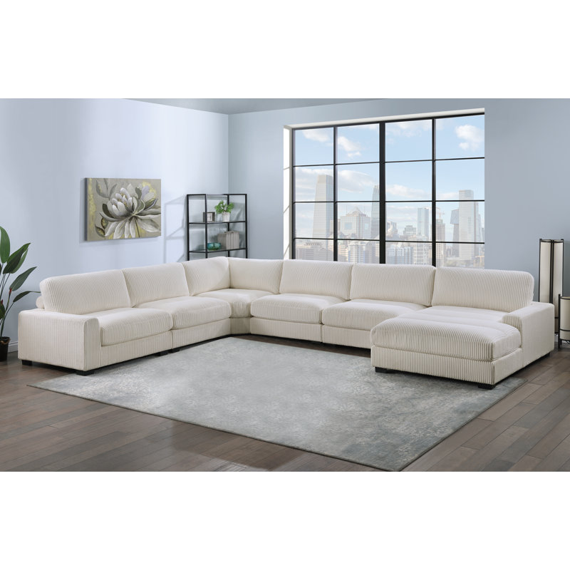 Chaise longue en velours côtelé Bahadur, Beige