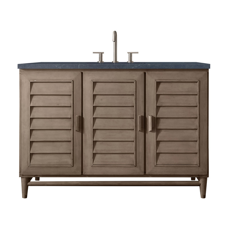 Portland 48'' W Single Vanity, Whitewashed Walnut, Charcoal Soapstone, Widespread