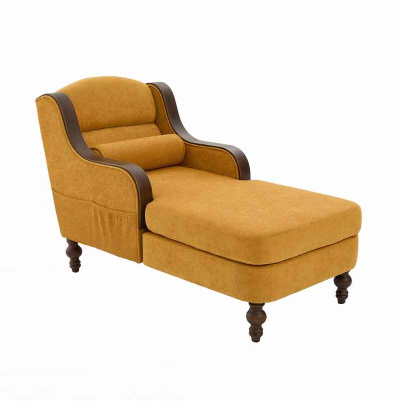 Chaise longue surdimensionnée en chenille, Jaune moutarde