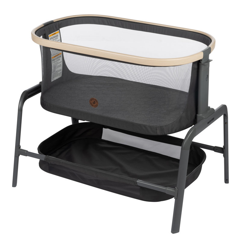 Iora Bedside Crib with Mattress, Light Gray