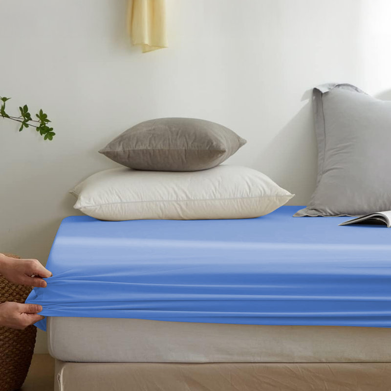 Super Soft Microfiber Deep Pocket Fitted Sheet, Light Blue, Double (4'6)