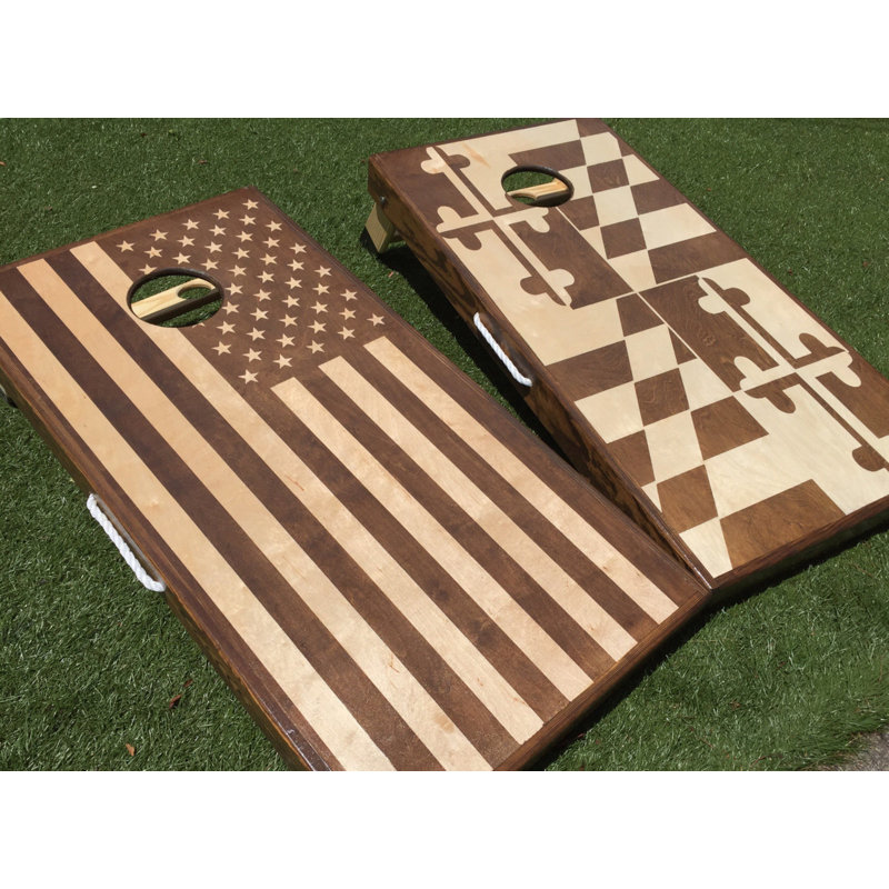 Ensemble de cornhole 10 pièces pour drapeaux américains et maryland colorés