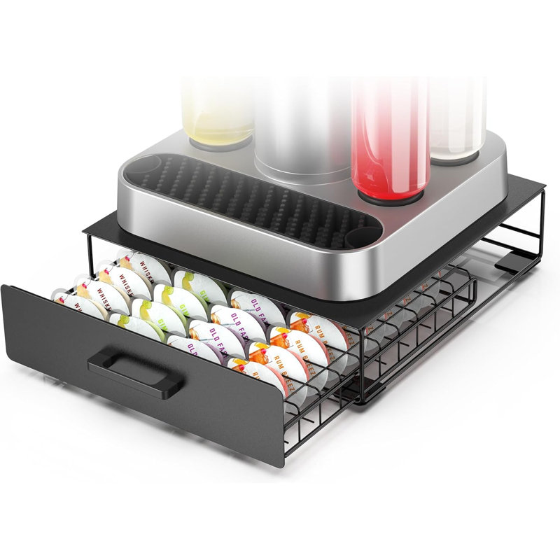 Storage Drawer For Bartesian Capsules, Stackable Cocktail Pod Holder For Bartesian Cocktail Machine Compatible With Bev By BLACK+DECKER Cocktail Machine - Black/40 Pods Capacity