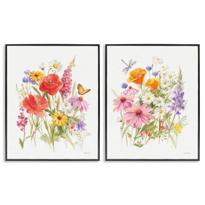 «Wildflowers in Bloom Insectes», ensemble de 2 estampes numériques encadrées par Danhui Nai