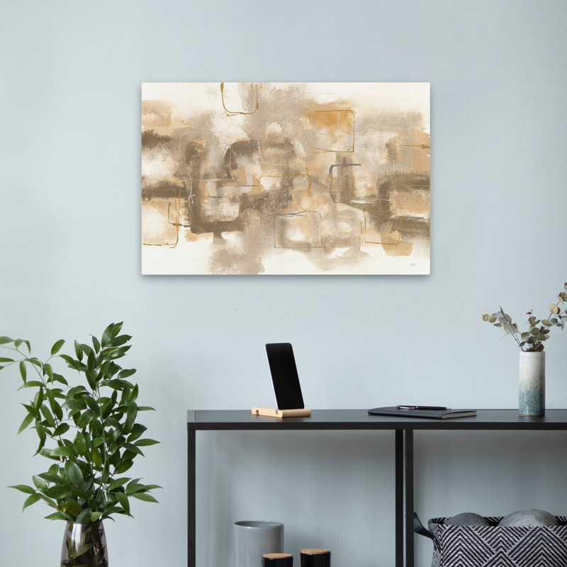 «Golden Neutrals I» - art abstrait doré à la flamme d'automne, H 16 po x l 24 po