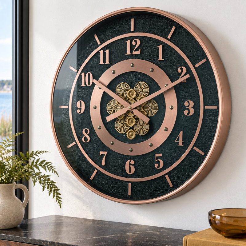 THE GEARS CLOCK Wall Clock with Real Moving Gears SD-LI_ 24 in Round GOTHENBURG
