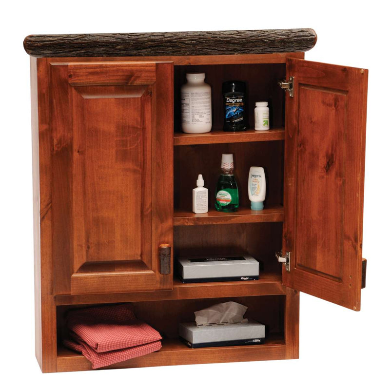 Fireside Lodge Hickory Log Toilet Topper Cabinet - Cinnamon, Rustic Alder