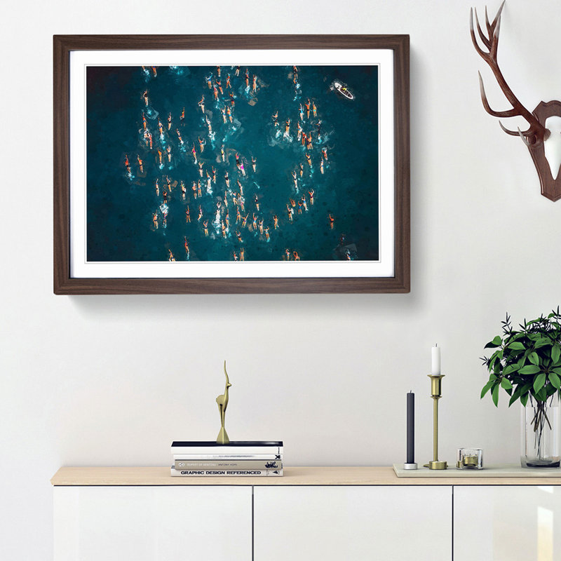 Swimmers in Brazil - Picture Frame Graphic Art Print, 48cm H x 65cm W x 2cm D, Walnut Framed