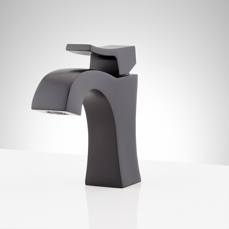 Robinet de salle de bain monotrou 1,2 GPM avec poignée levier en métal et bonde escamotable Vilamonte, Noir mat