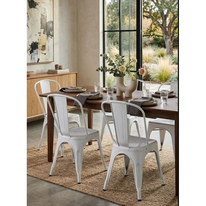 Chaise d'appoint en métal Loogan, 2, Blanc