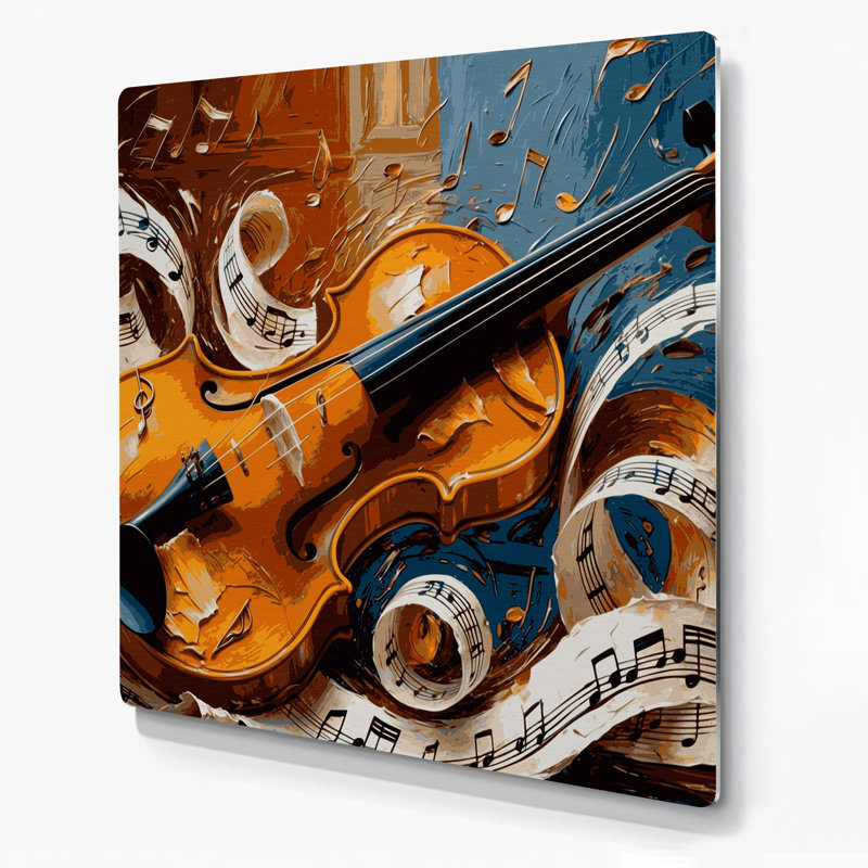 «Music Violin», art mural en métal noir, H 11 po x l 14 po