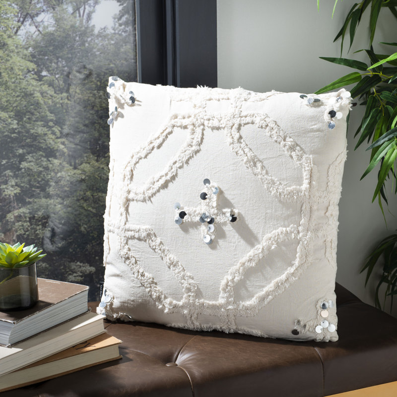 Sequined Cotton Throw Pillow