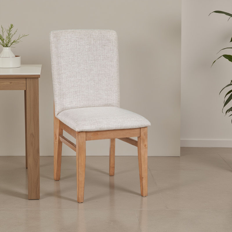 Ensemble de 2 chaises de salle à manger Rejo, gris, coussins gris avoine, brun naturel