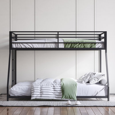 Lit superposé simple au-dessus de double en métal, structure en acier robuste avec échelle amovible pour adultes et adolescents, noir