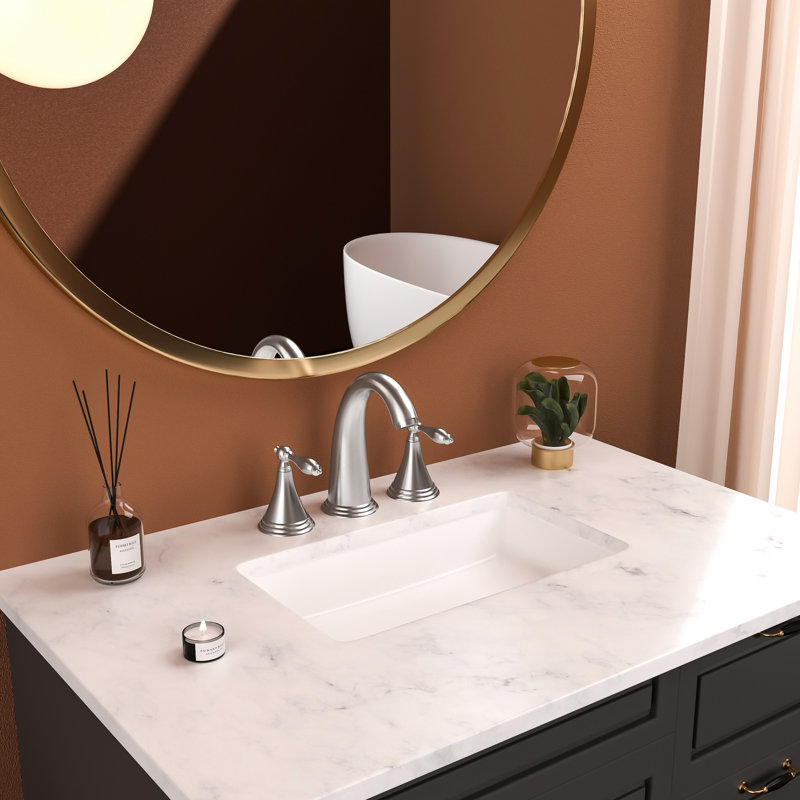 Robinet de salle de bain en nickel brossé avec robinet à fonctionnement en douceur - fabriqué en laiton et en acier inoxydable pour un lavabo fonctionnel à 2 poignées construit de façon durable