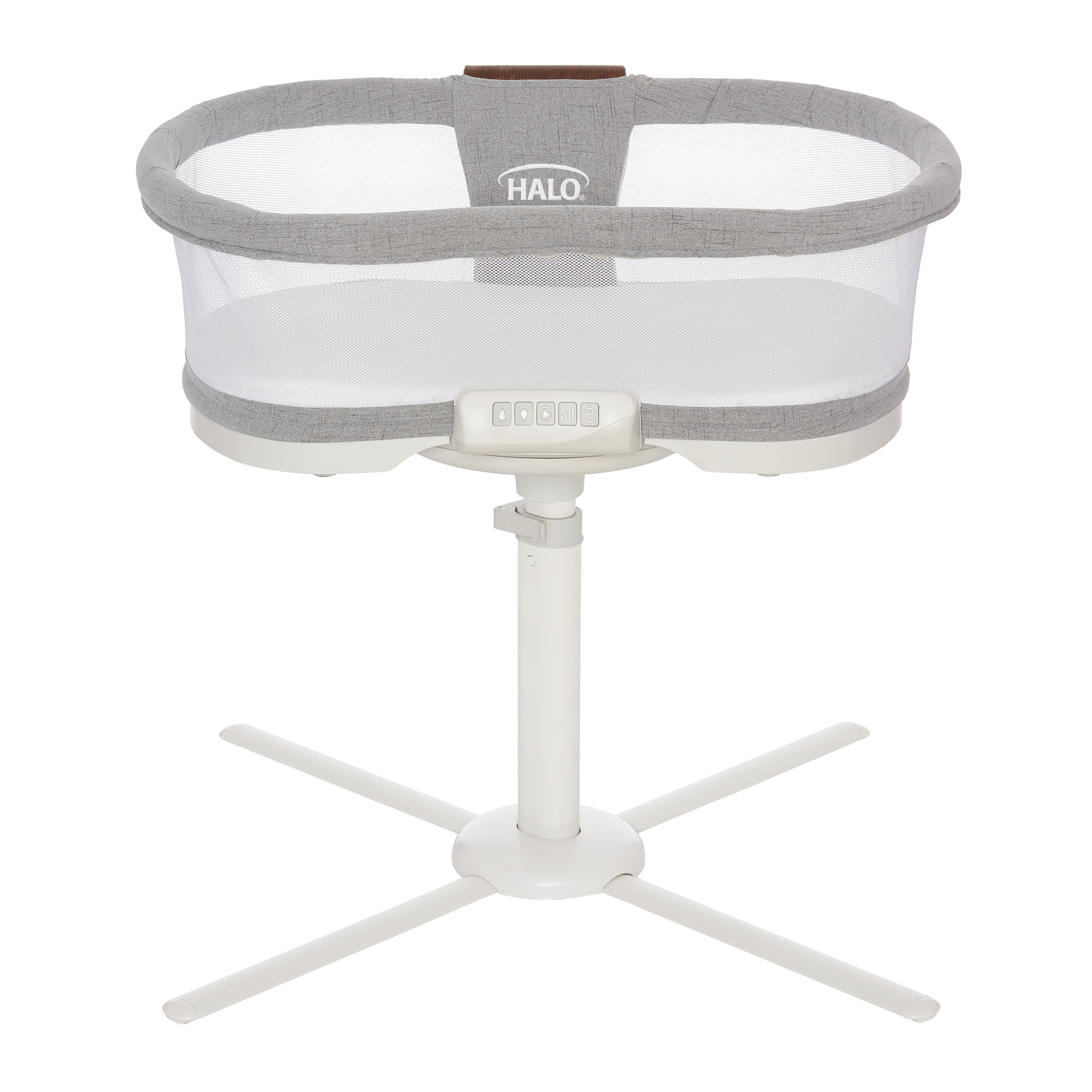 Luxe Dove Gray/White Tweed Bassinet with Bedding