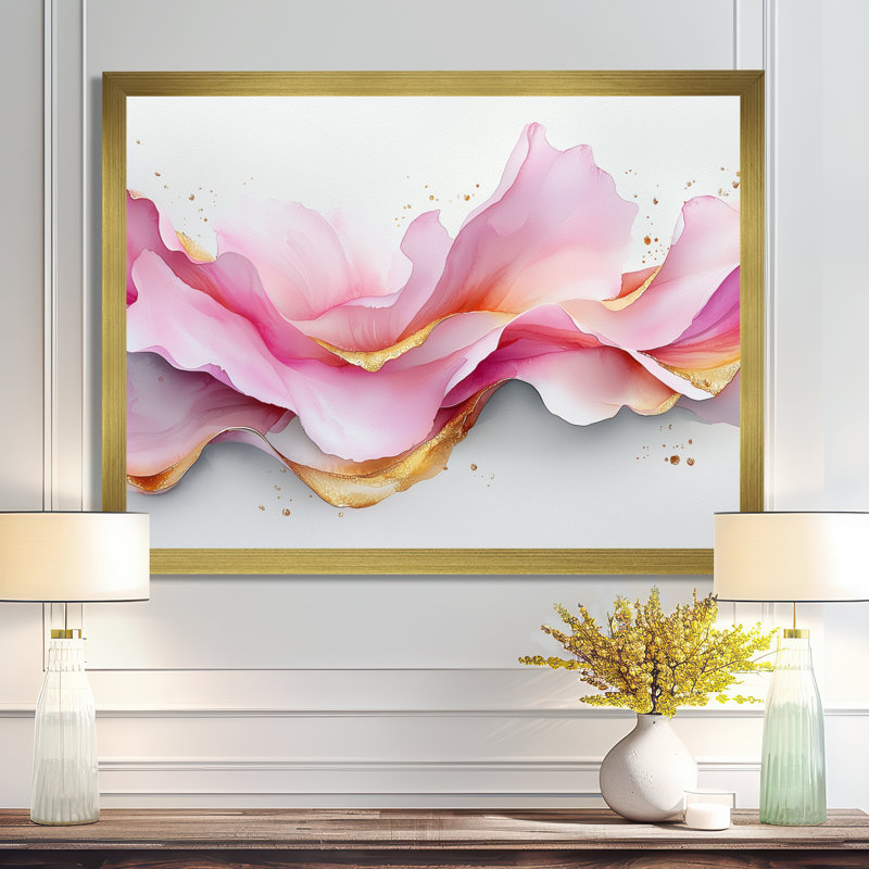 «Fluid Foundations Of Rosa Marble II», reproduction d'art sur toile abstraite, H 24 po x l 32 po, Doré