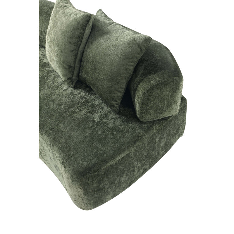 Ensemble de salon 3 pièces Verandah Mid-Century, Chenille verte Giovei