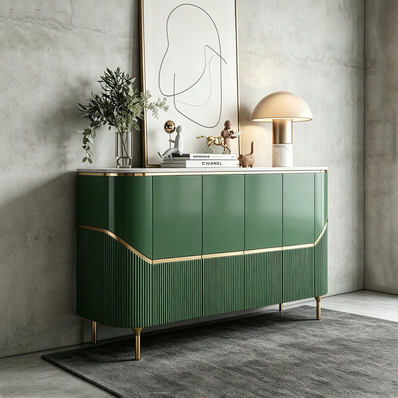 Buffet moderne moderne de style italien, H 35,43 po x l 59,06 po x P 15,75 po, Vert