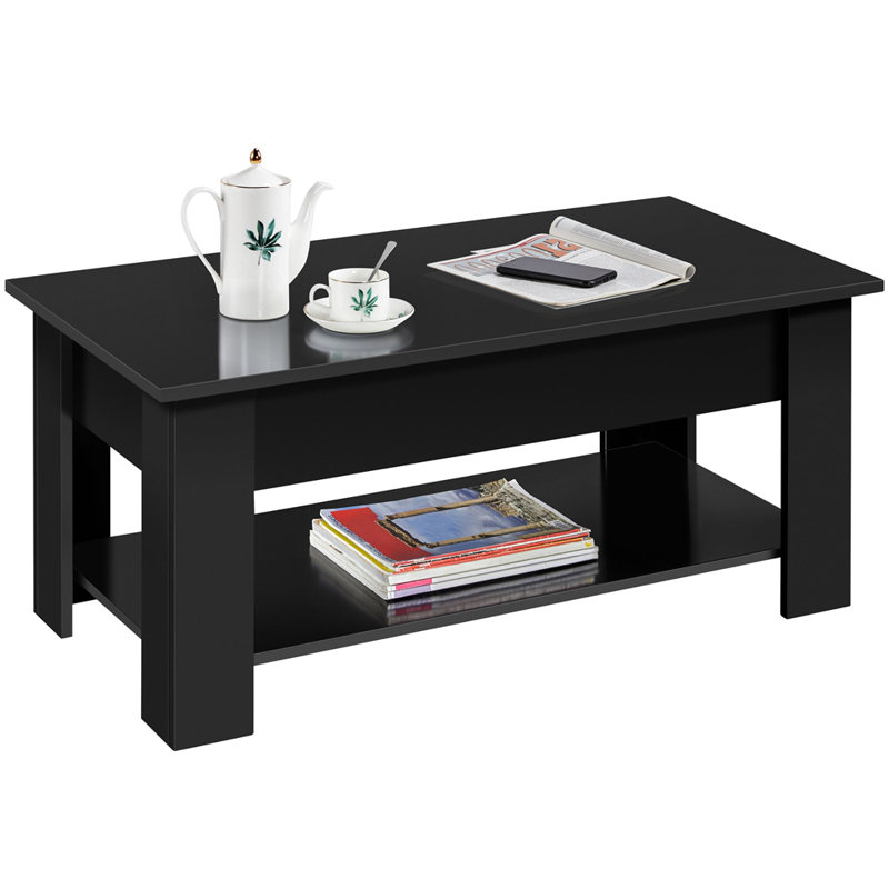 Lift Top Coffee Table with Storage, 56cm H x 98cm L x 50cm W, Black
