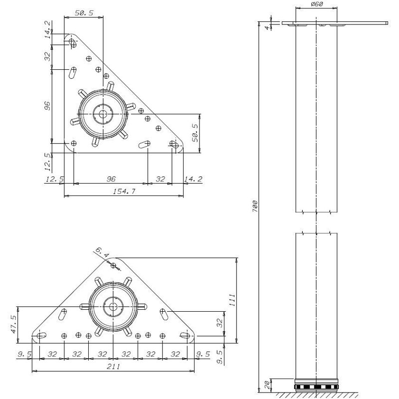 Adjustable Table Leg, White