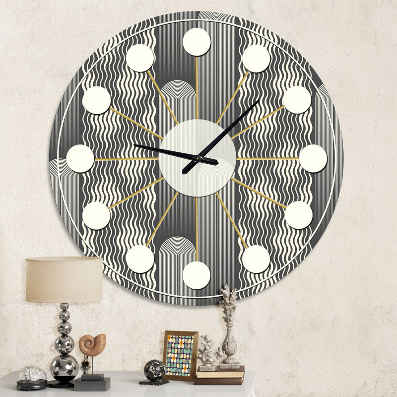 Horloge murale Mimimal Design noir et blanc II - Mid-Century, Moyenne