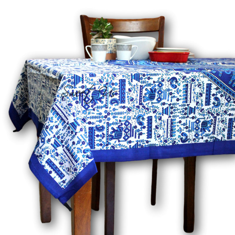 Nappe en coton à motif floral rectangulaire