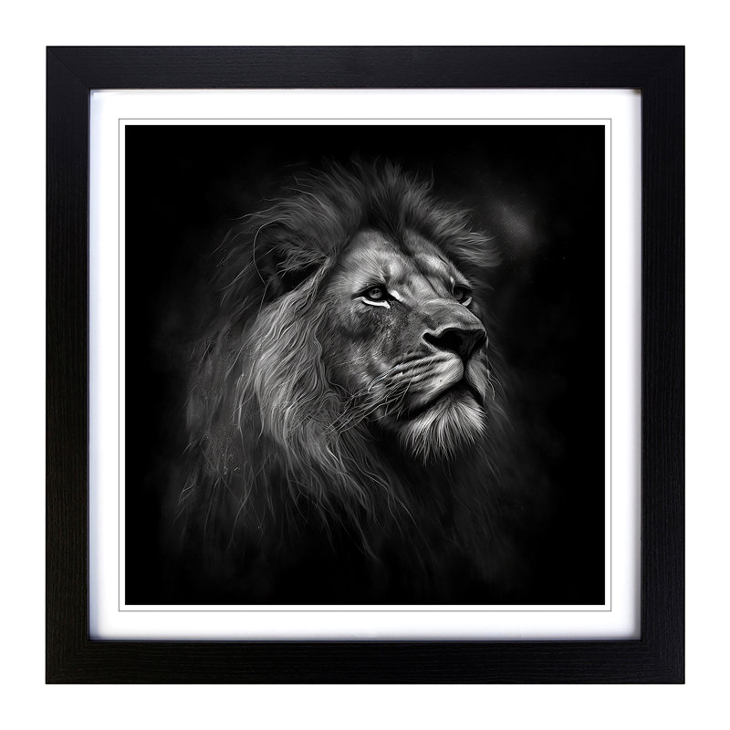 Lion Drawing - Framed Print, Black