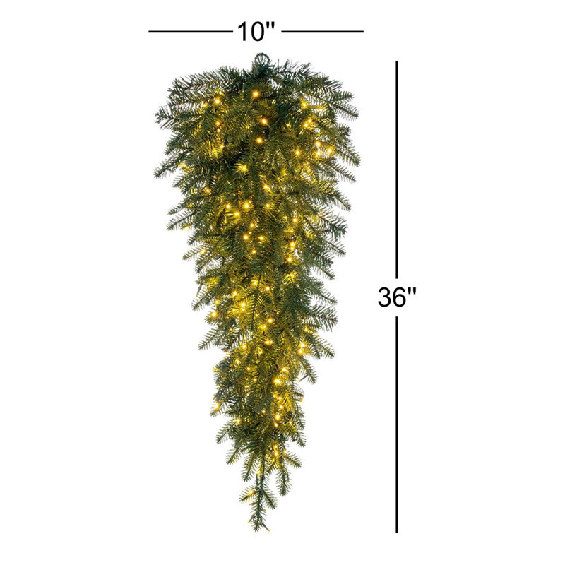 36" Georgian Fraser Fir Artificial Pre-Lit Teardrop Upside Down Tree with Lights