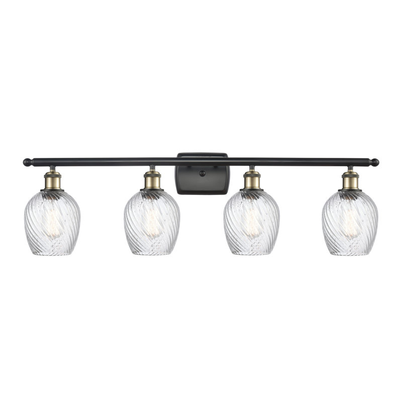 Éclairage de salle de bain à intensité variable 4 lumières Lyman, Motif cannelé transparent, Ampoule DEL 6 watts Vinage