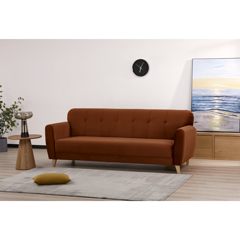 Anrey 3 Seater Velvet Sofa Bed, Brown