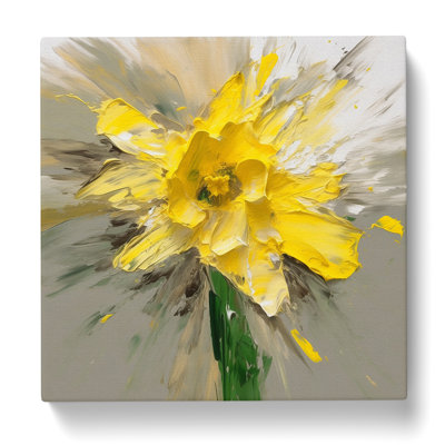 Daffodil Gestural Art No.3 - Wrapped Canvas