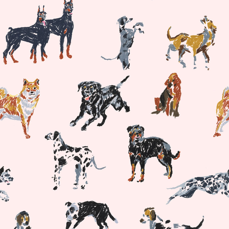Dog Days - Wallpaper, Sunbleached Pink, Peel & Stick, Self-Adhesive