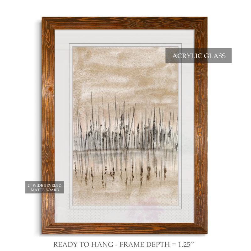 « marshline reflection ii »-image, reproduction d’art, H 38 po x l 28 po x P 1,25 po, Papier avec cadre brun, Blanc